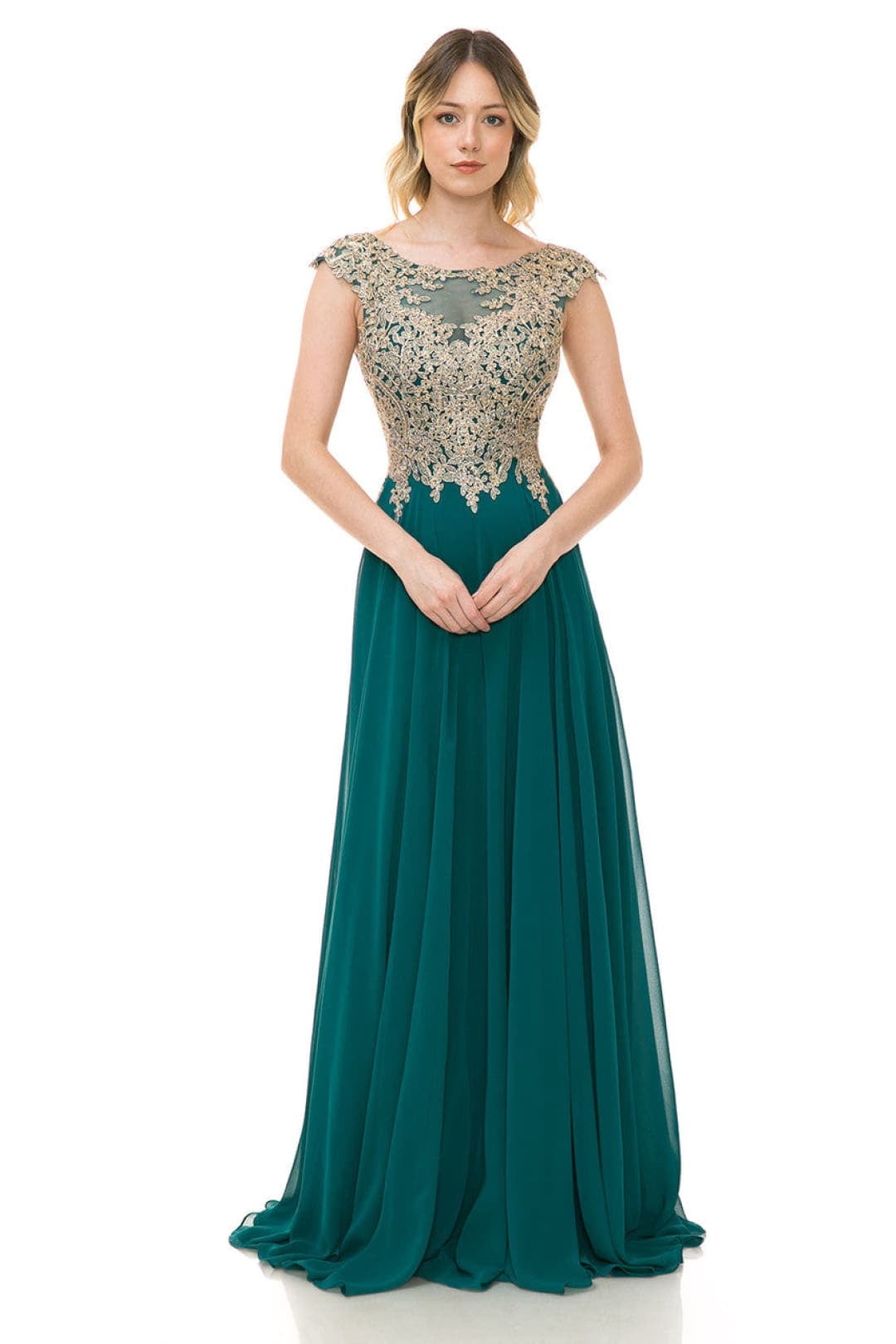 thumbnail image 1 of Women's Lenovia 8123 EmbroideChristmas - New Year Holiday Red Chiffon Mother of Bride Gown-New Collection Hunter Green L, 1 of 1