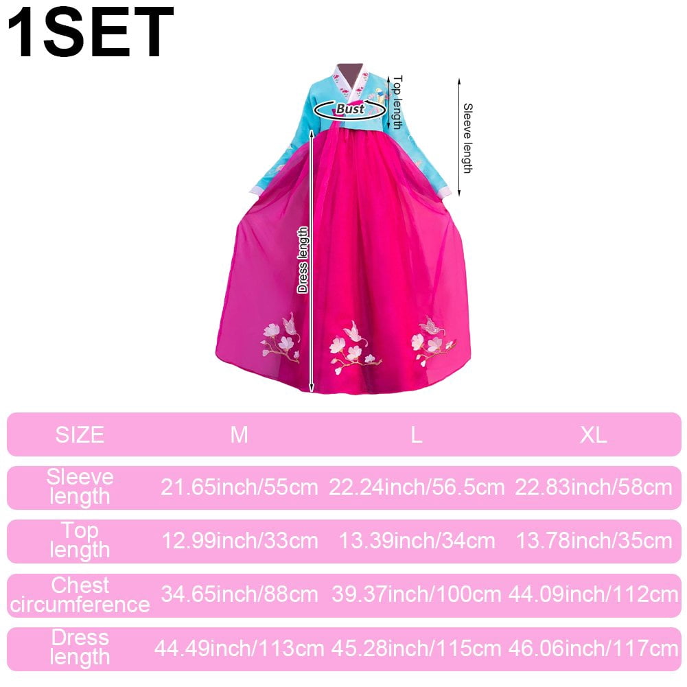 thumbnail image 2 of Slccxzc Women's Traditional Korean Hanbok Dress, Floral Embroidery Palace Wedding Accessories, 2 of 7