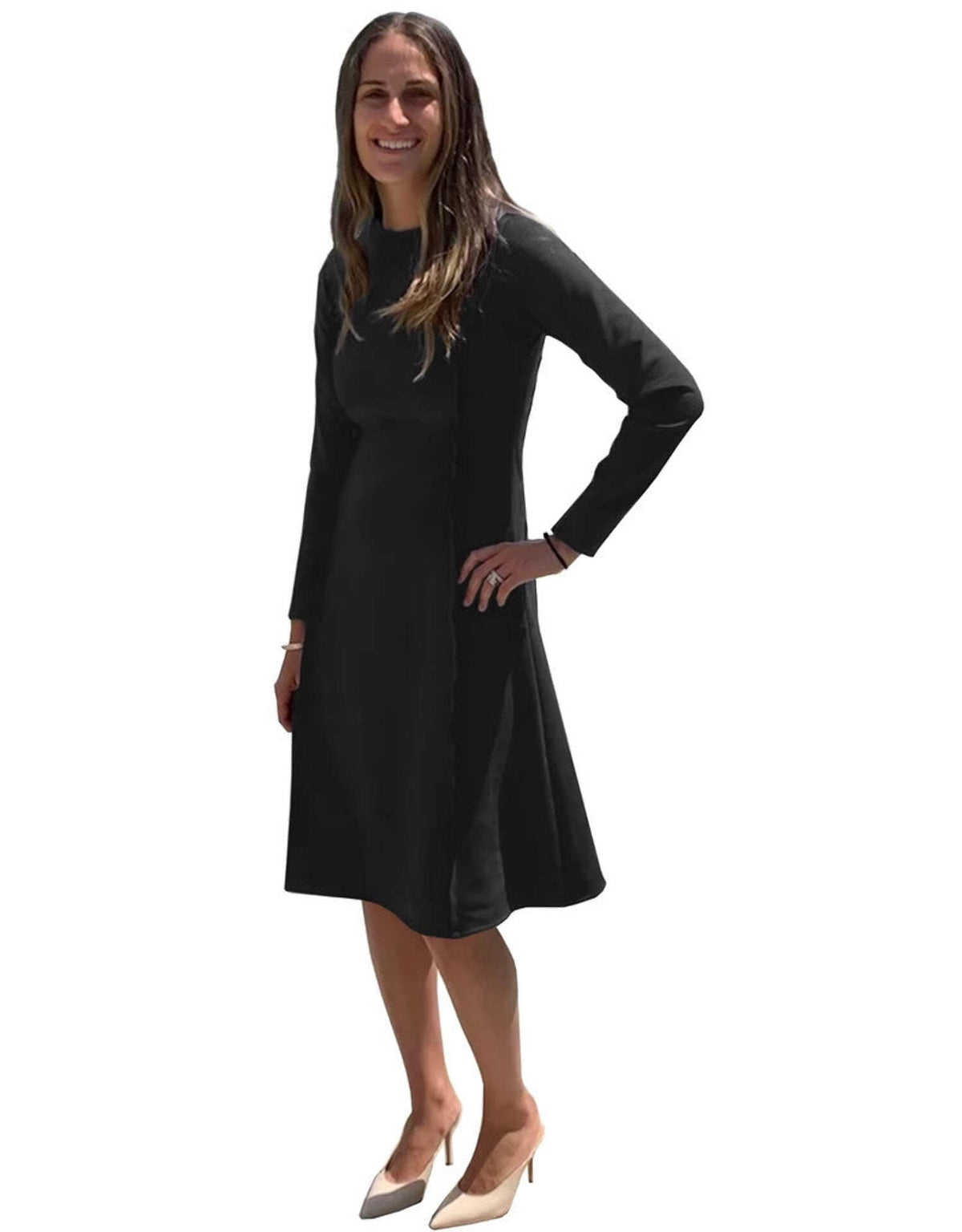 thumbnail image 3 of Baby'O Womens Raw Edge Seam Techno Suede Dress, 3 of 3
