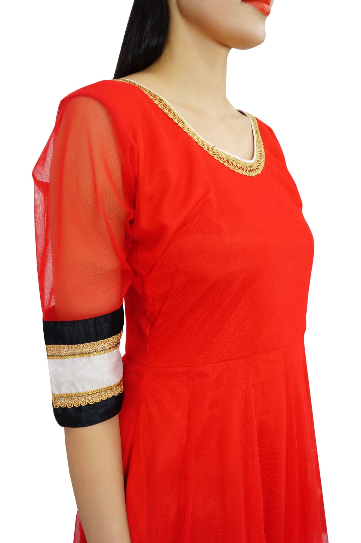 thumbnail image 7 of Atasi Womens Readymade Red Net Salwaar Kameez with Designer Dupatta, 7 of 7