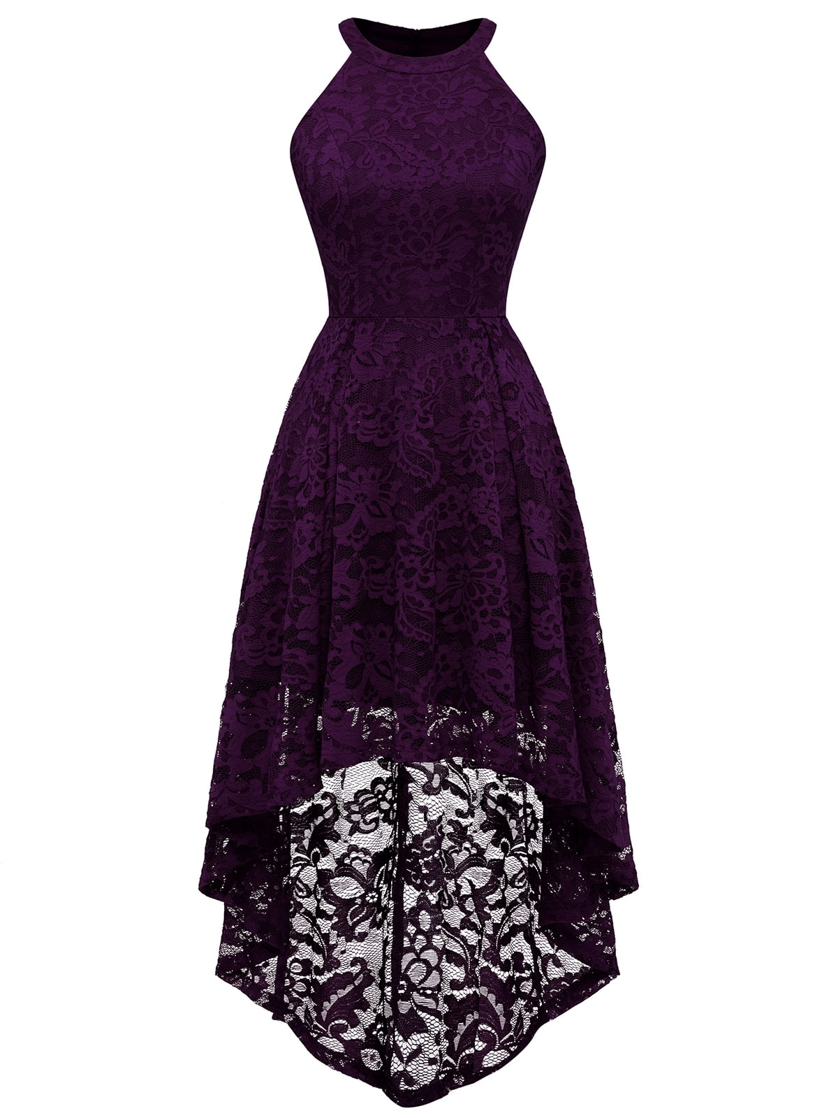 thumbnail image 3 of Dressystar Women Halter Floral Lace Cocktail Party Dress Female Knee Length Bridesmaid Dress, 3 of 8