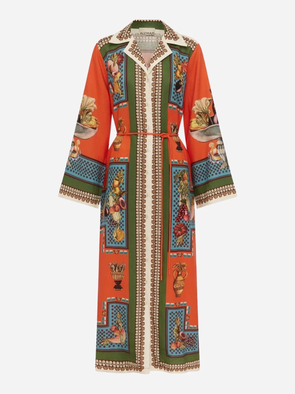 thumbnail image 6 of 2026 New Women's Cotton-Linen Printed Long Dress with Suit Collar, 6 of 6