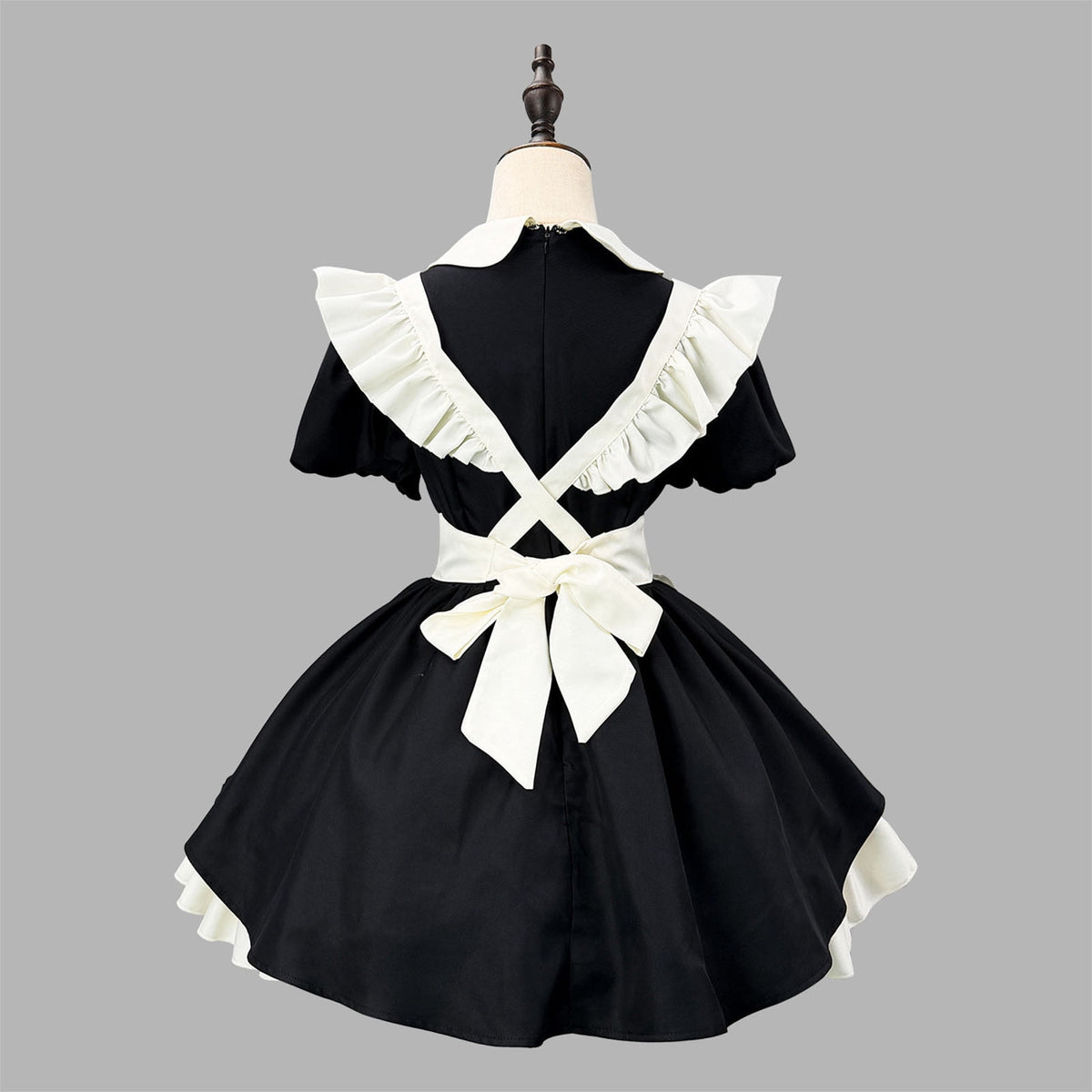 thumbnail image 4 of Karymi Sundress Outfit Mini Dress Set, Peter Pan Collar Bow Ruffle Puff Short Sleeve Apron Dress Costume for Party Easter Dresses for Women 2026, 4 of 8
