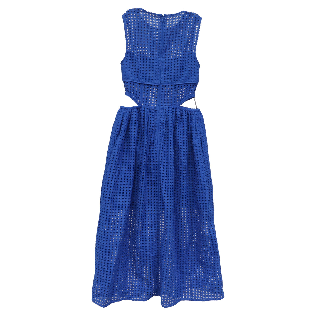 thumbnail image 3 of Pre-Owned Self-Portrait Cutout Broderie Anglaise Midi Dress in Blue Cotton, 3 of 6