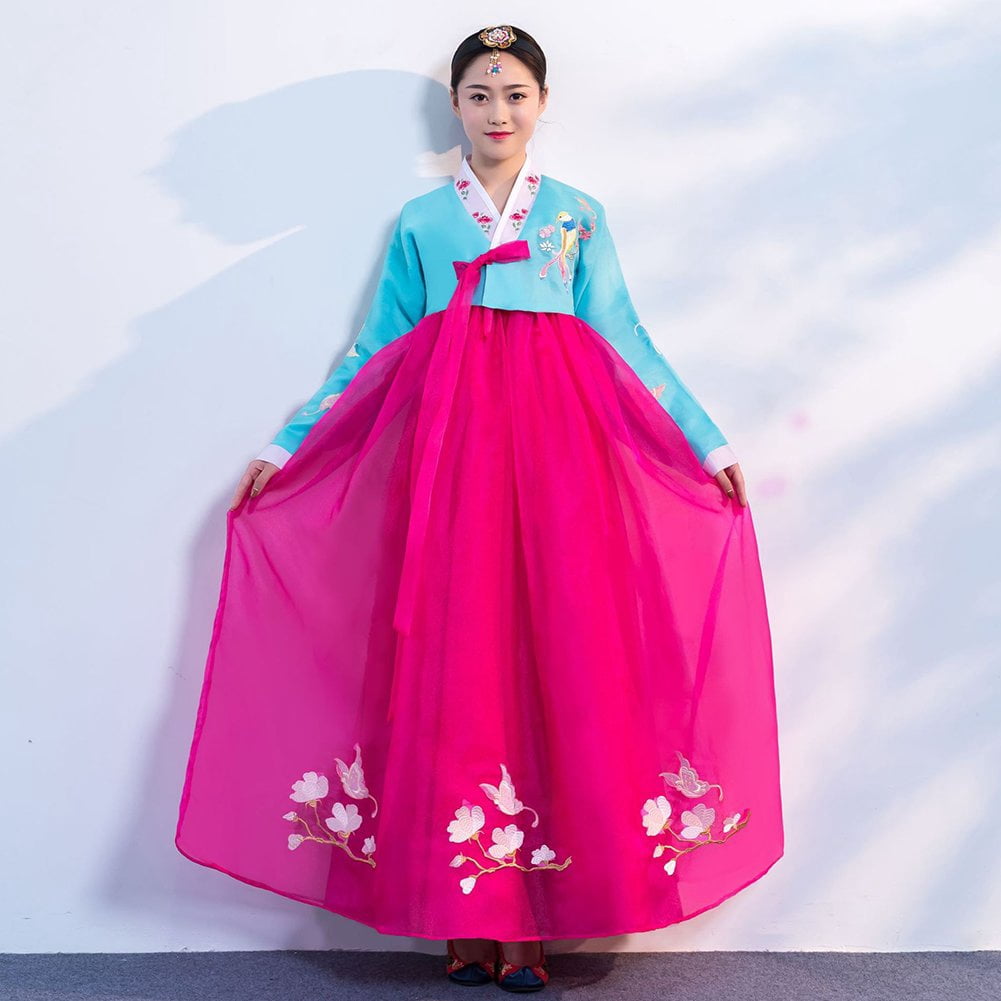 thumbnail image 3 of Slccxzc Women's Traditional Korean Hanbok Dress, Floral Embroidery Palace Wedding Accessories, 3 of 7