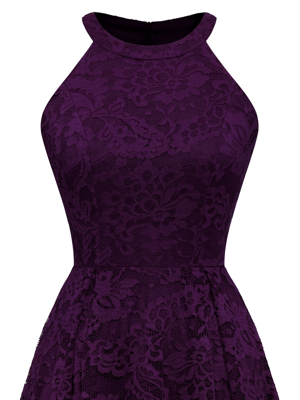thumbnail image 6 of Dressystar Women Halter Floral Lace Cocktail Party Dress Female Knee Length Bridesmaid Dress, 6 of 8