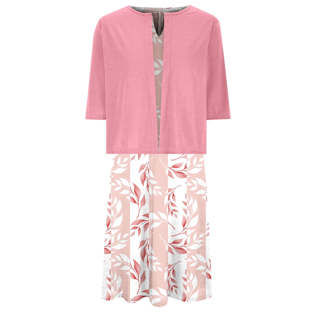 thumbnail image 4 of BLTIBY 2025 Womens 2 Piece Set Fashion Printed V Neck Long Dress with Jacket Cardigan Wedding Guest Floral Print Midi Dresses with Pockets Pink XL, 4 of 9