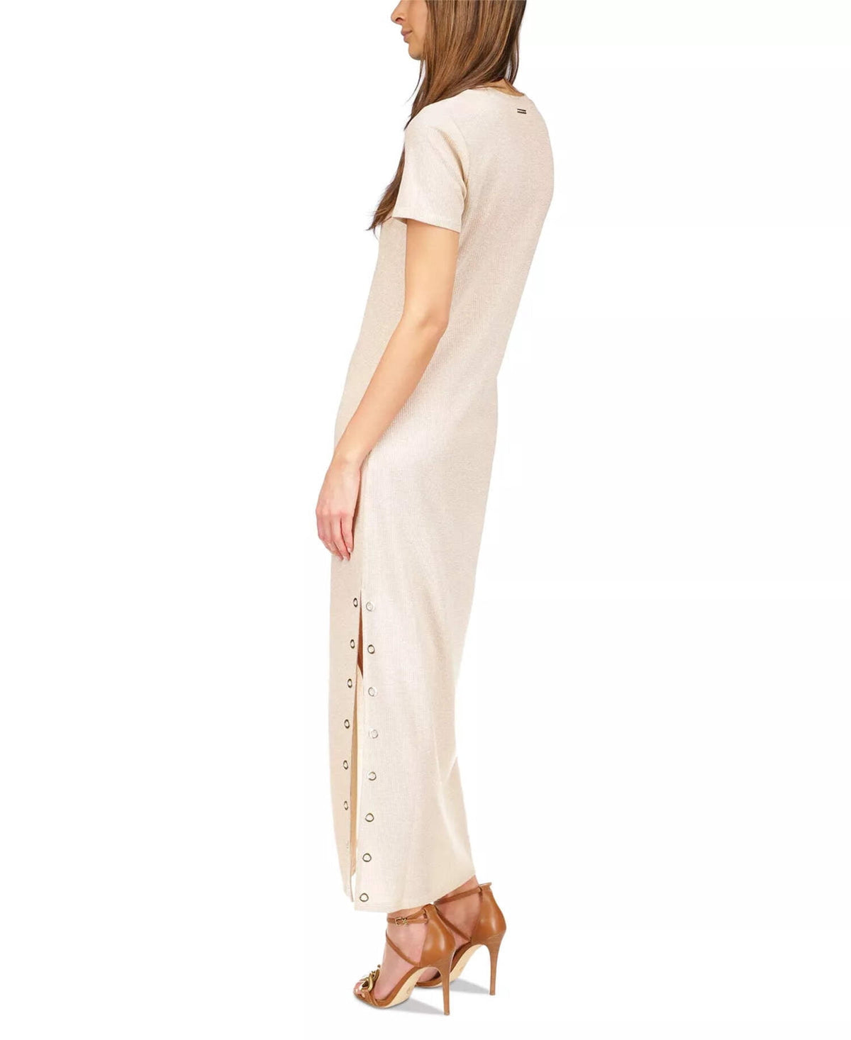 thumbnail image 2 of Michael Michael Kors Womens Ribbed T-Shirt Dress White/Gold XL, 2 of 5