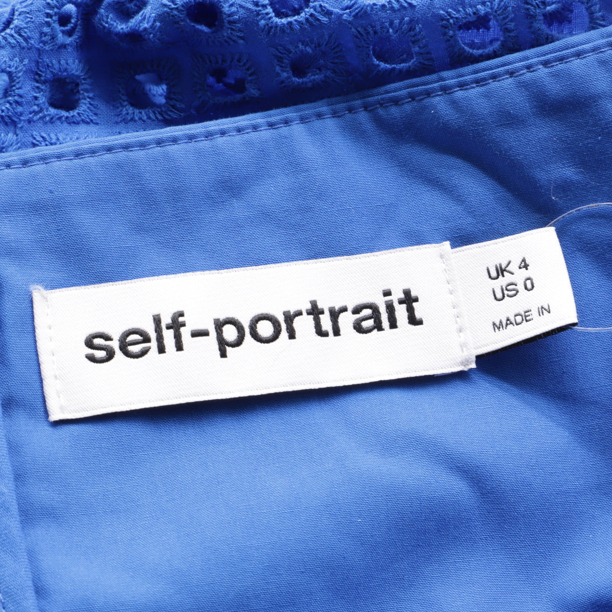 thumbnail image 4 of Pre-Owned Self-Portrait Cutout Broderie Anglaise Midi Dress in Blue Cotton, 4 of 6