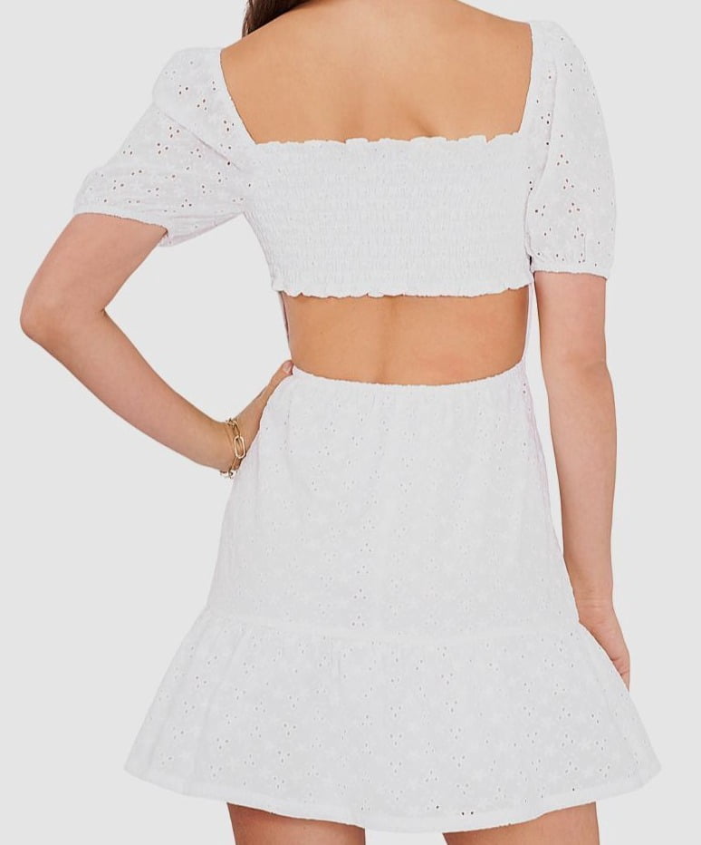 thumbnail image 4 of 1.State Womens Open Back Eyelet Mini Dress, 4 of 4