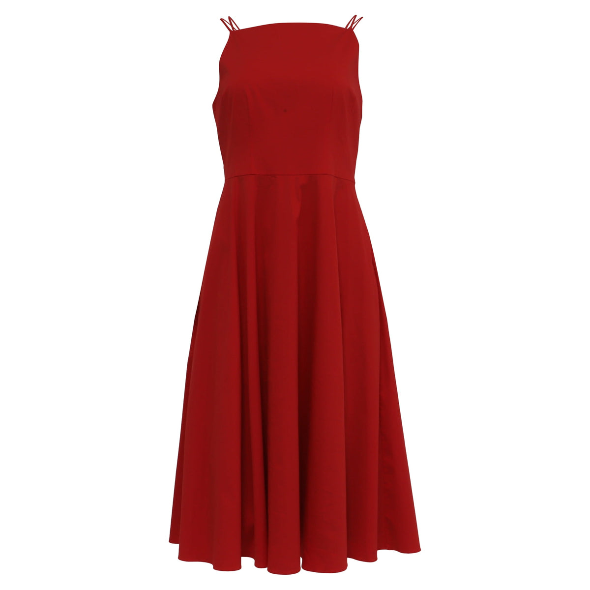 thumbnail image 1 of Pre-Owned Theory Square-Neck Midi Dress in Red Cotton, 1 of 6