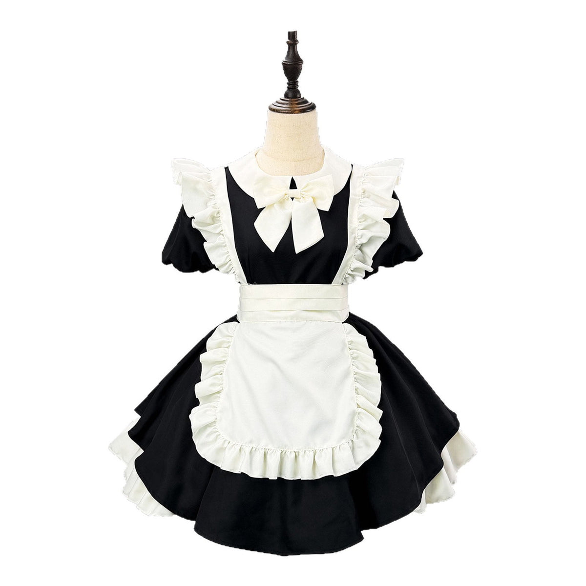 thumbnail image 6 of Karymi Sundress Outfit Mini Dress Set, Peter Pan Collar Bow Ruffle Puff Short Sleeve Apron Dress Costume for Party Easter Dresses for Women 2026, 6 of 8